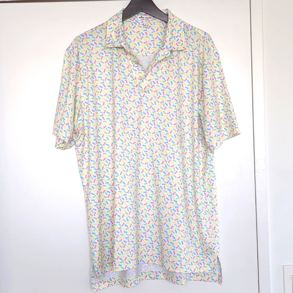 Peter Millar Truly patterned golf shirt size L